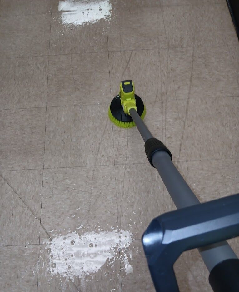 Carpet cleaning machine at work on a Dust Busters job