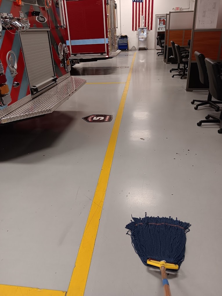 Polished commercial floor after cleaning
