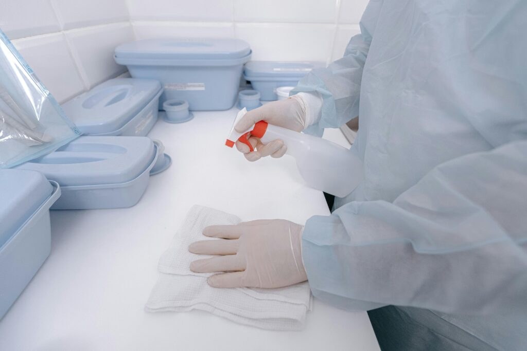Cleaner preparing a vacation rental for the next guests